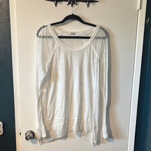 Melrose Market sheer Lightweight White Women's Long-Sleeve Tunic blouse